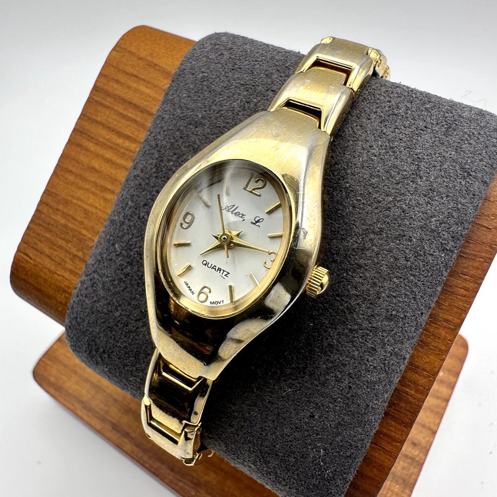 Alex L. Gold Tone Oval Quartz Ladies Watch